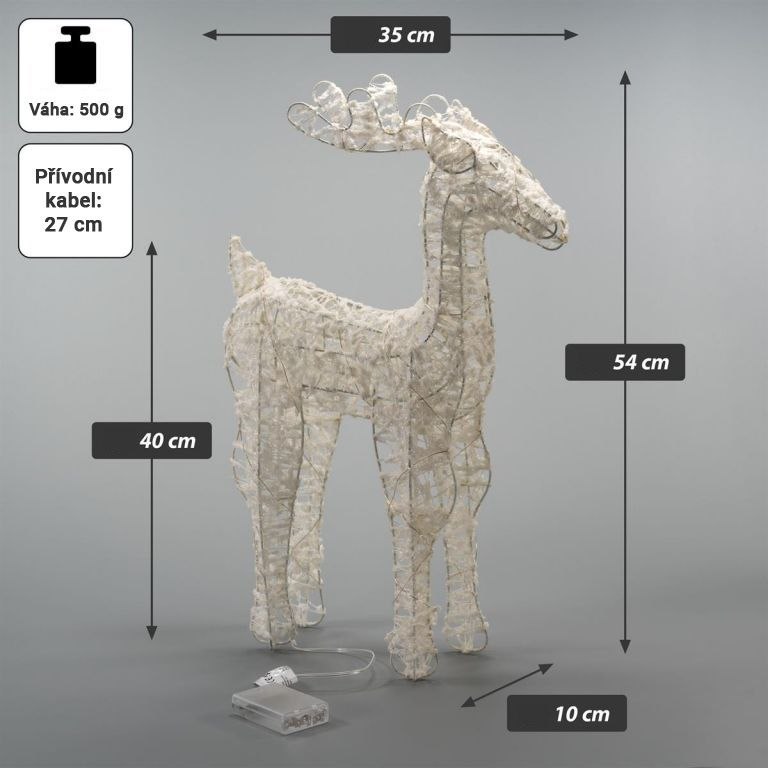 Zestaw błyszczących reniferów, 45 diod LED, z zegarem, na ba